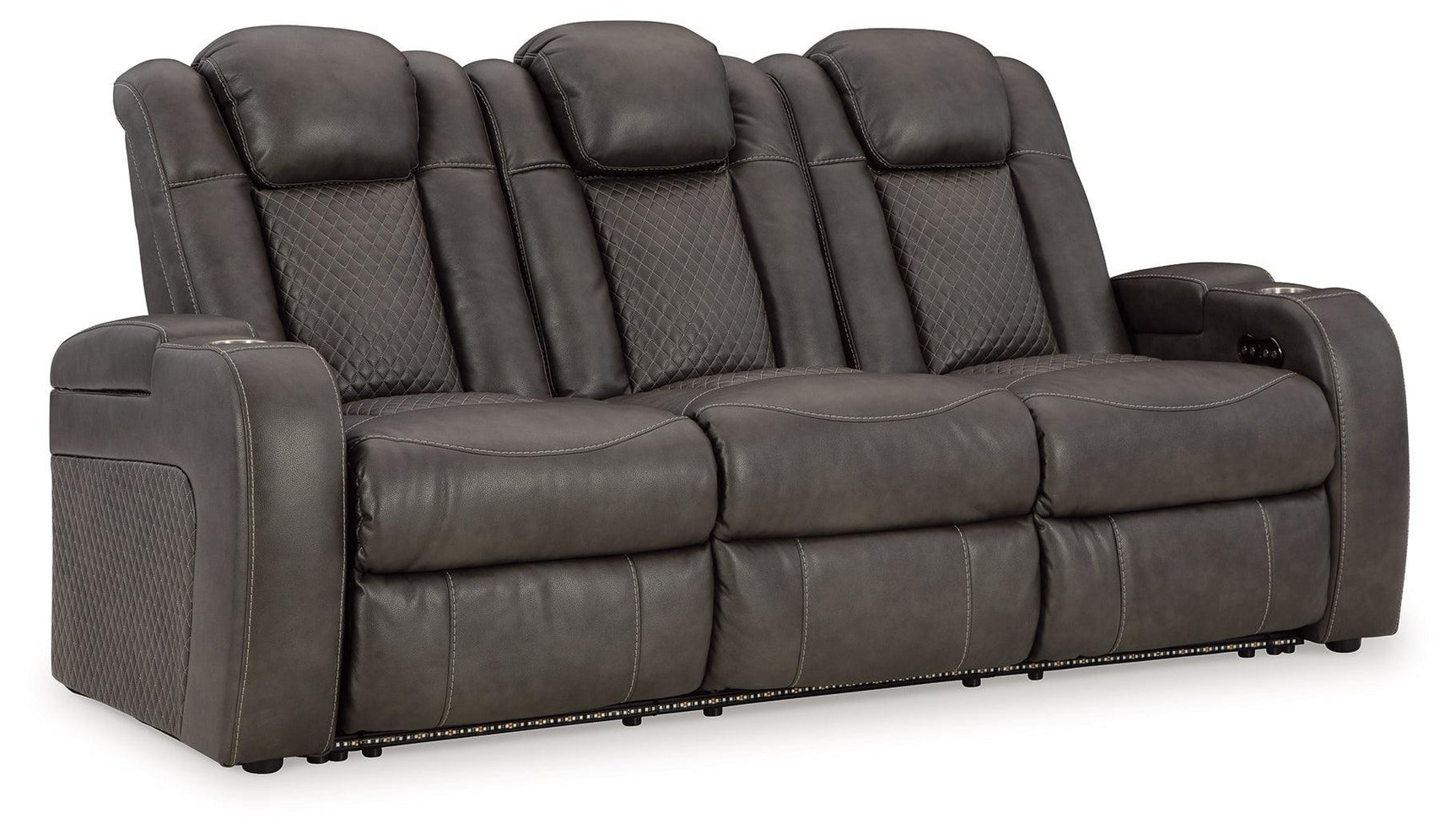 Fyne-dyme Shadow Faux Leather Power Reclining Sofa - Ella Furniture