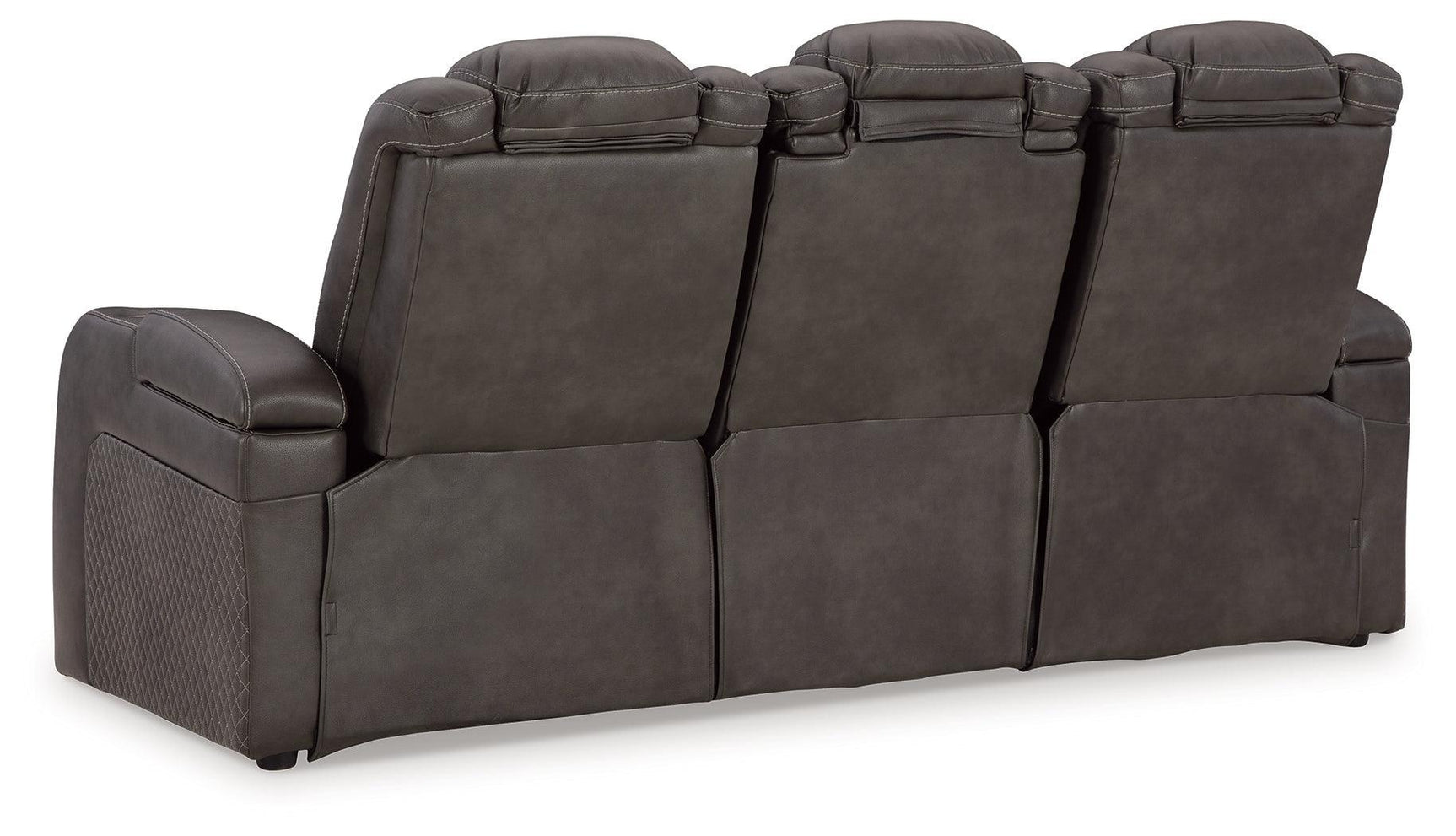 Fyne-dyme Shadow Faux Leather Power Reclining Sofa - Ella Furniture