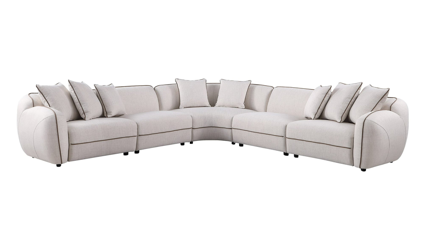 Gaby Beige Fabric 5-Piece Sectional Sofa with Pillows view 2