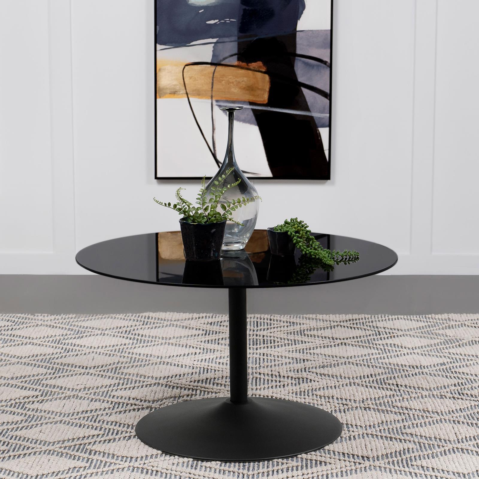 Ganso Round Metal Coffee Table With Tempered Glass Top Black 709688 - Ella Furniture
