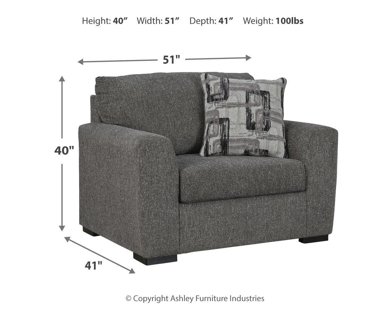 Gardiner Pewter Chair And Ottoman - Ella Furniture