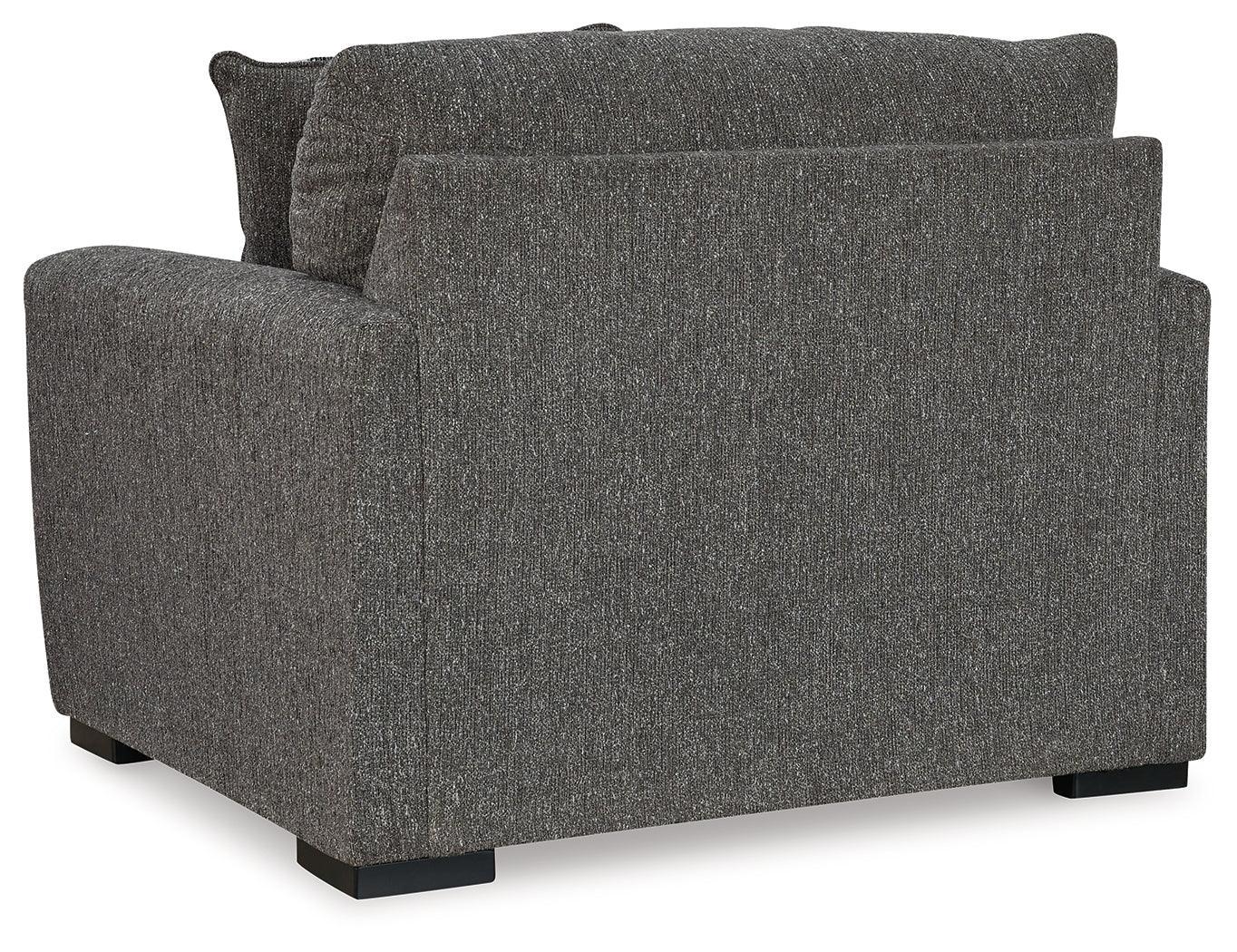 Gardiner Pewter Chair And Ottoman - Ella Furniture