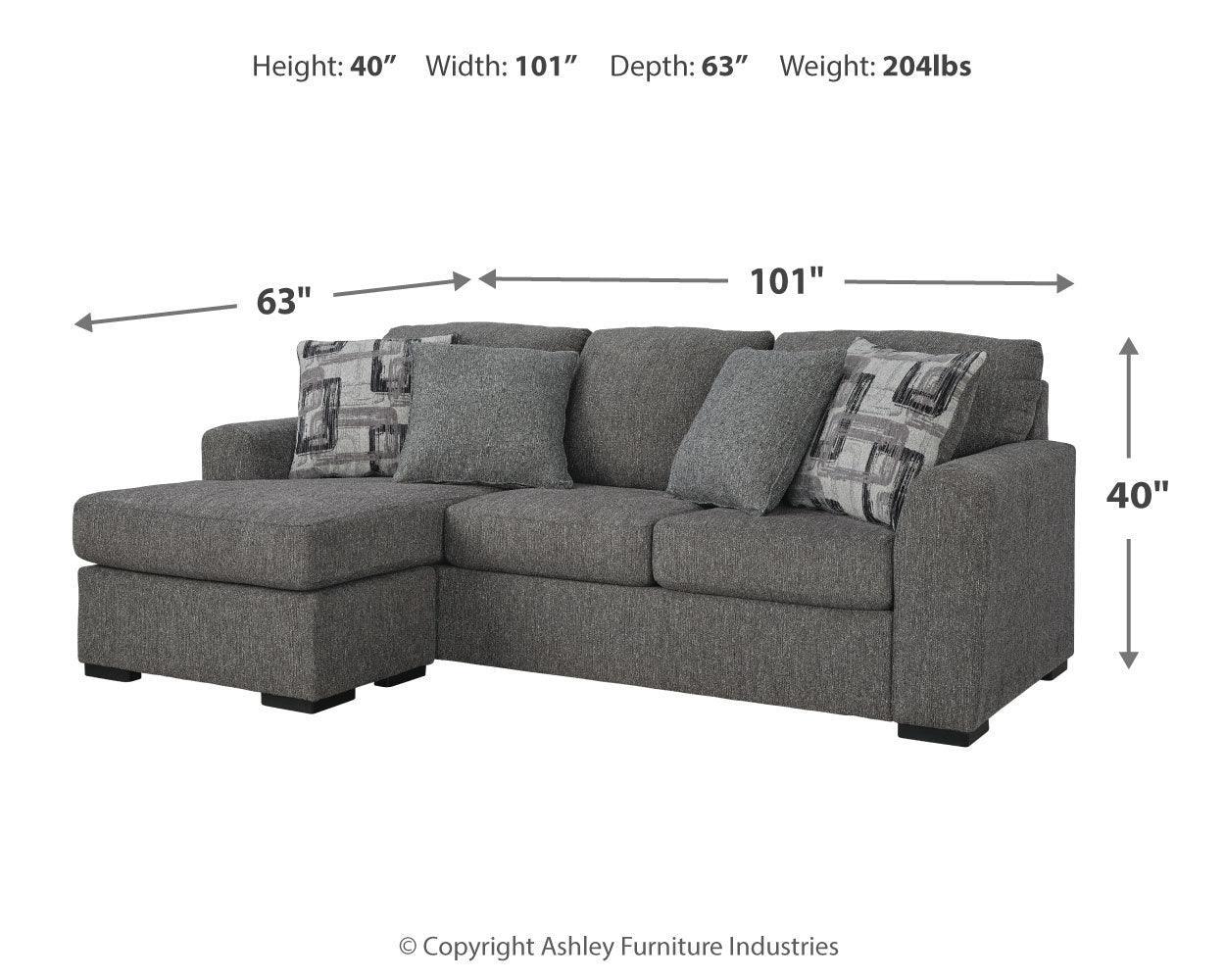 Gardiner Pewter Sofa Chaise With Ottoman - Ella Furniture