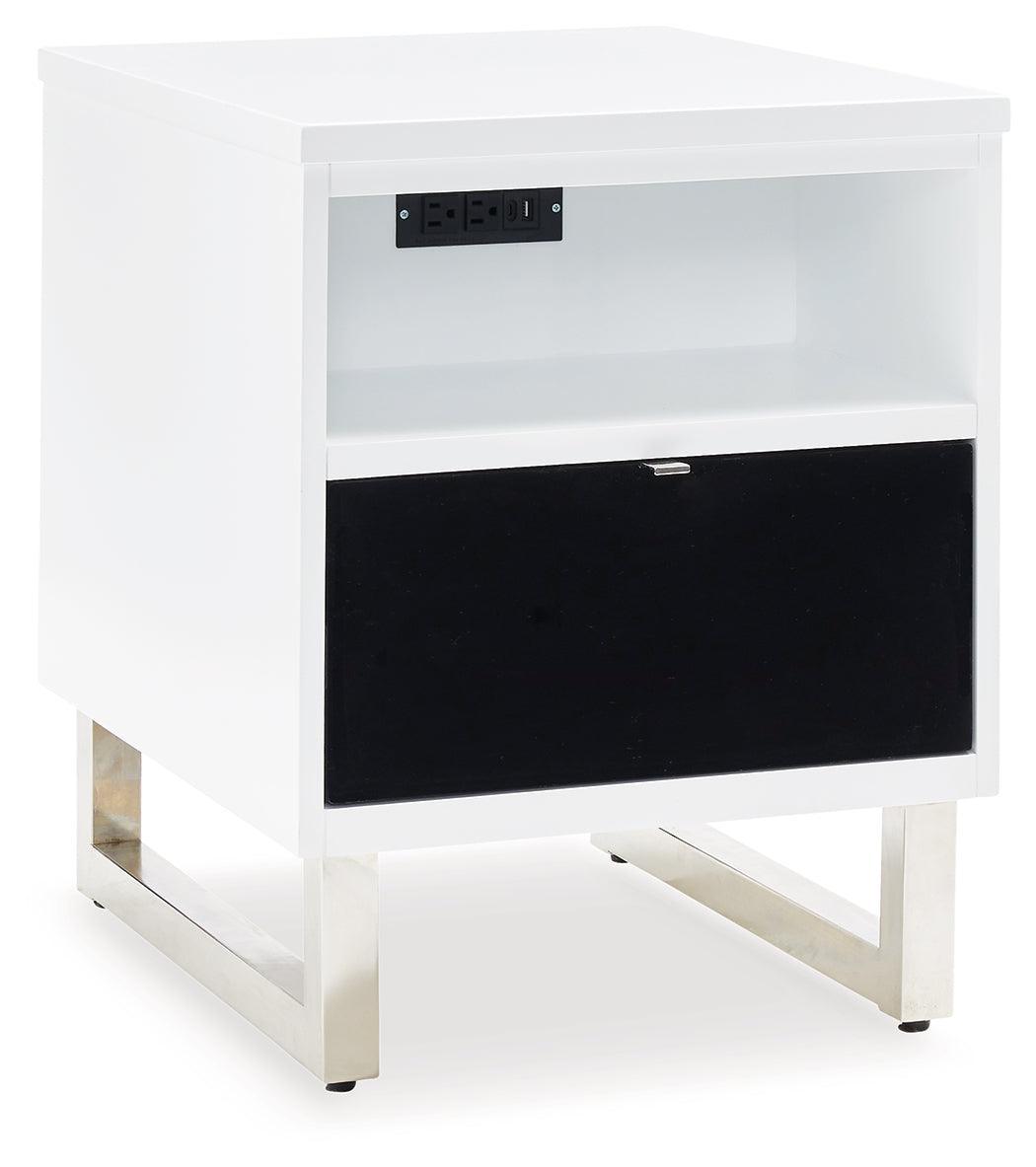 Gardoni White/black Chairside End Table - Ella Furniture