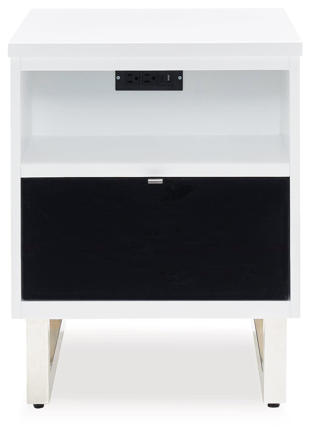 Gardoni White/black Chairside End Table - Ella Furniture
