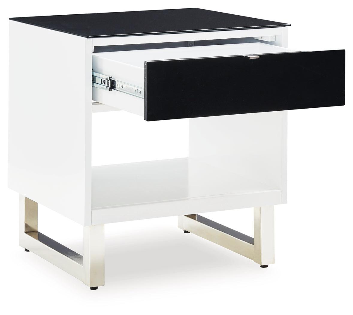 Gardoni White/black End Table - Ella Furniture