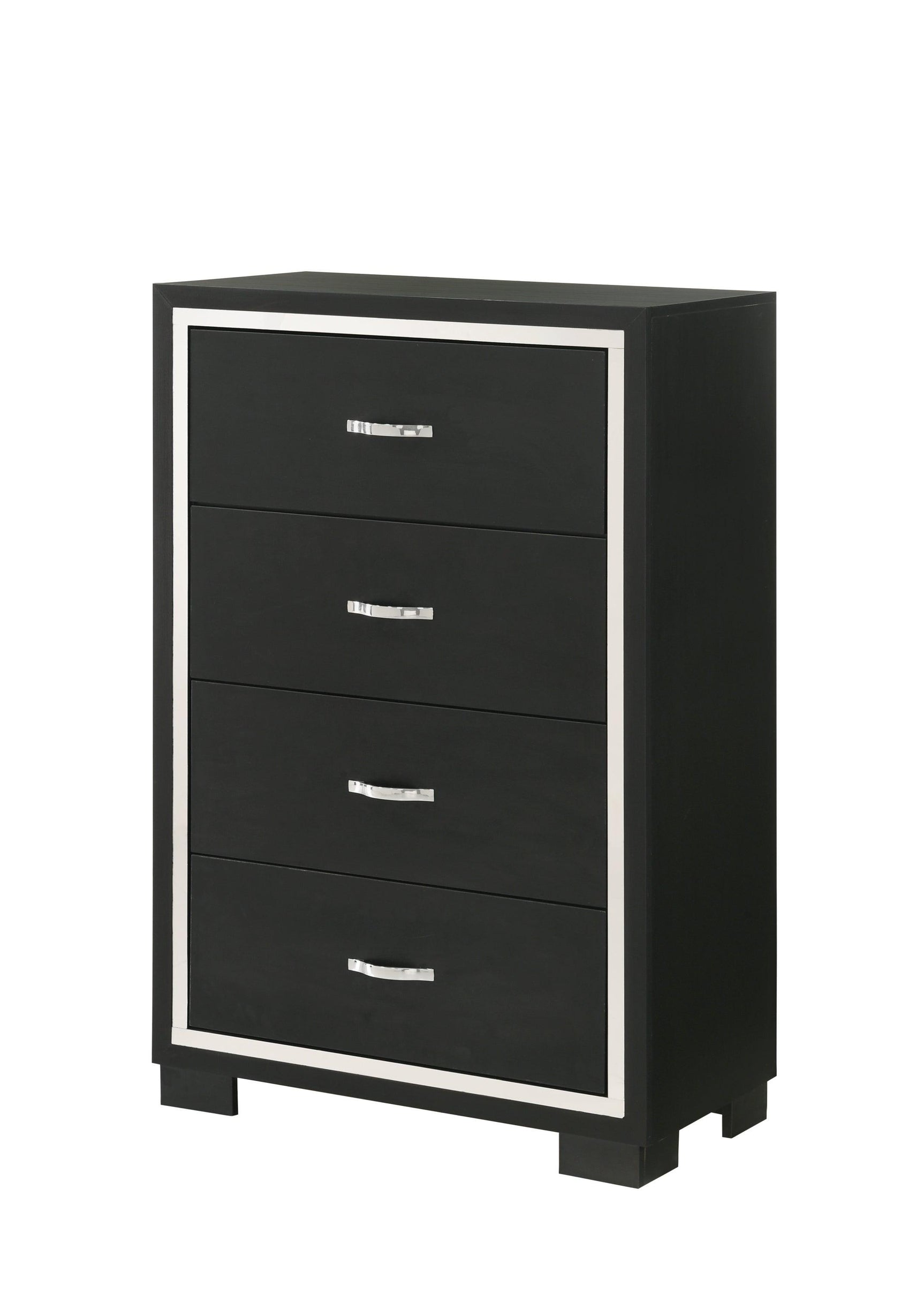 Gennro Black Modern Contemporary Solid Wood 6-Drawers Dresser - Ella Furniture