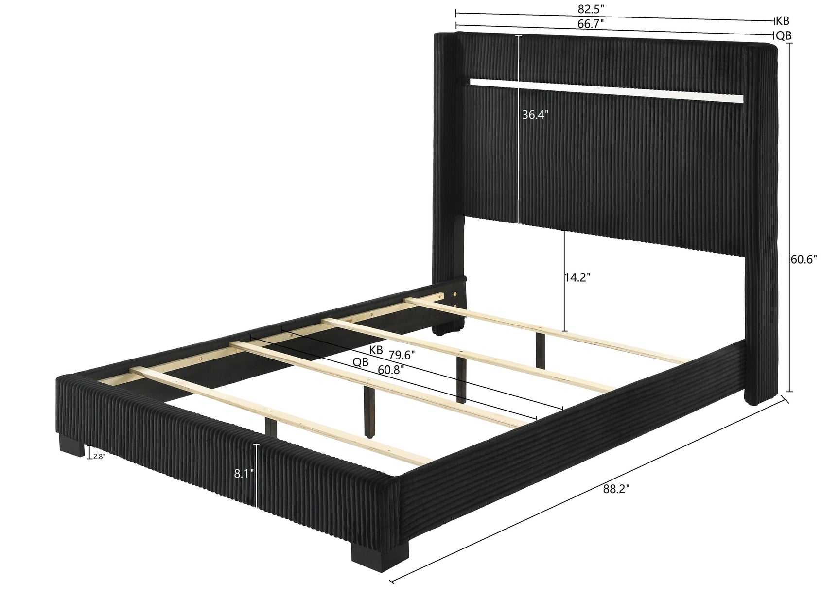 Gennro Black Modern Contemporary Solid Wood Velvet Upholstered Bedroom Set - Ella Furniture