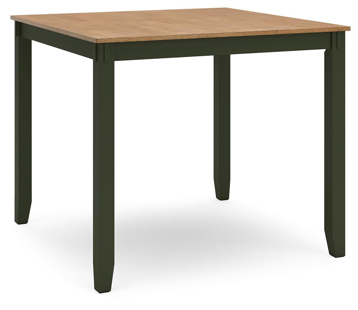 Gesthaven Natural/Green Counter Height Dining Table and 4 Barstools (Set of 5) - Ella Furniture