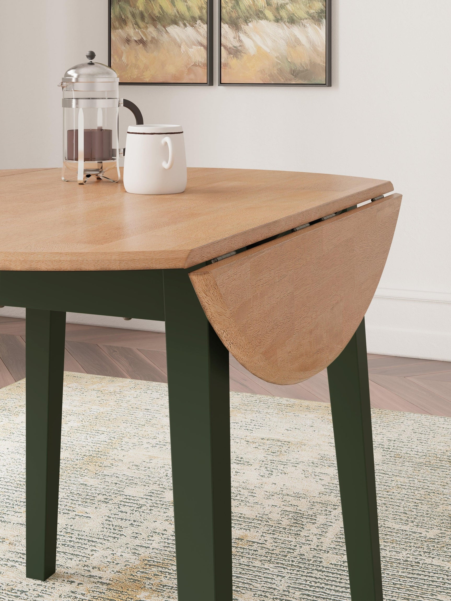 Gesthaven Natural/Green Dining Drop Leaf Table - Ella Furniture
