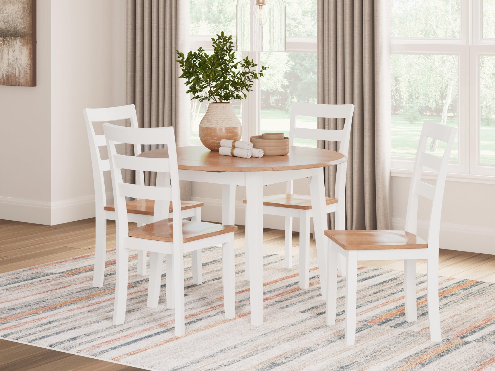 Gesthaven Natural/White Dining Drop Leaf Table - Ella Furniture