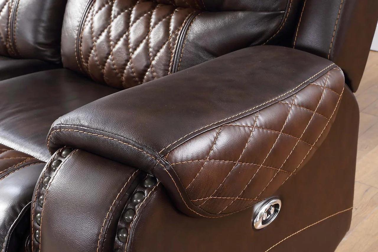 Glendale Dark Brown Contemporary Solid Wood Faux Leather (3Pcs Power Reclining Set) - Ella Furniture