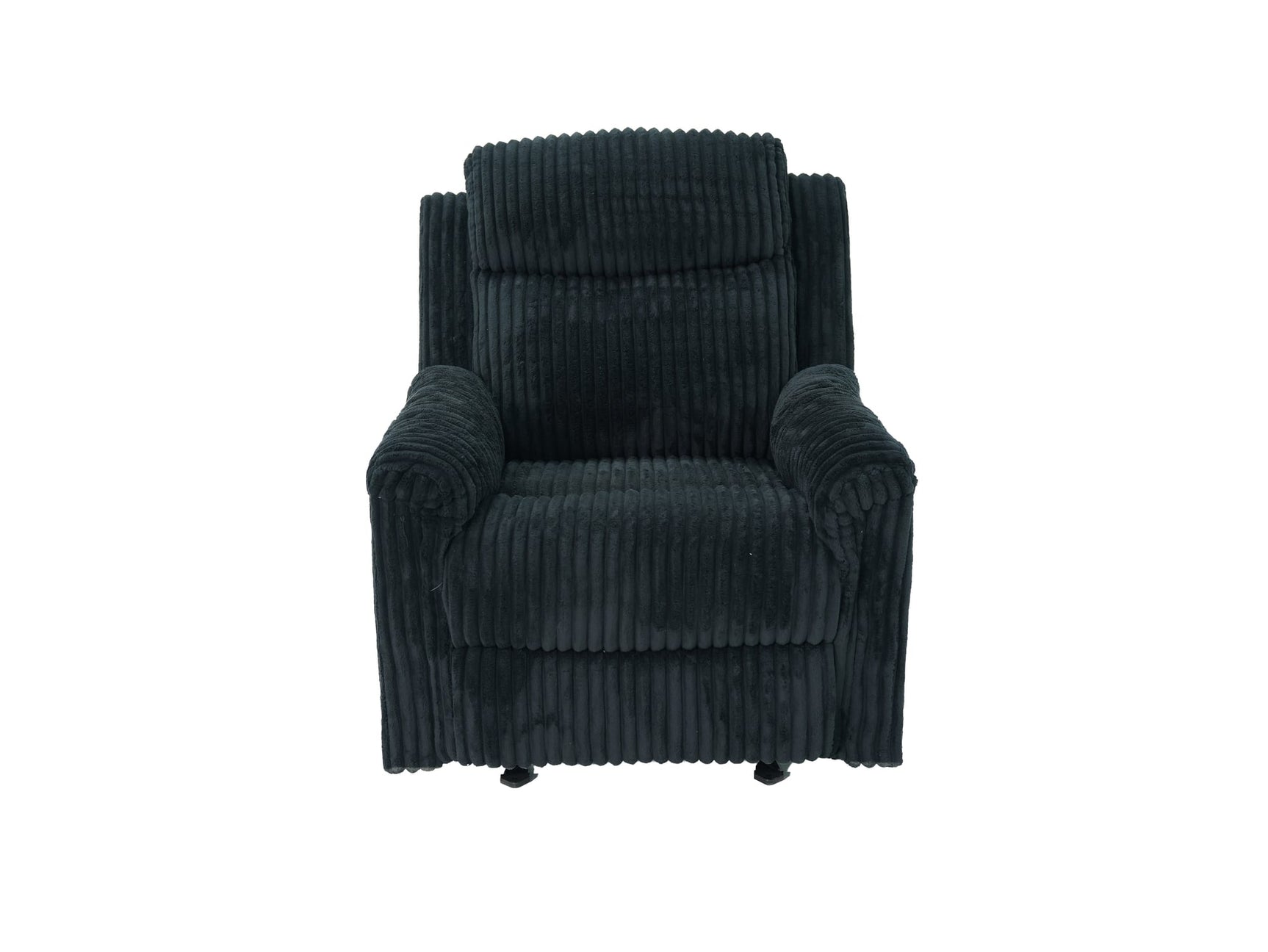 Grace Black Corduroy Reclining Sofa with Drop-Down Table, Loveseat, and Glider Recliner Set view 5