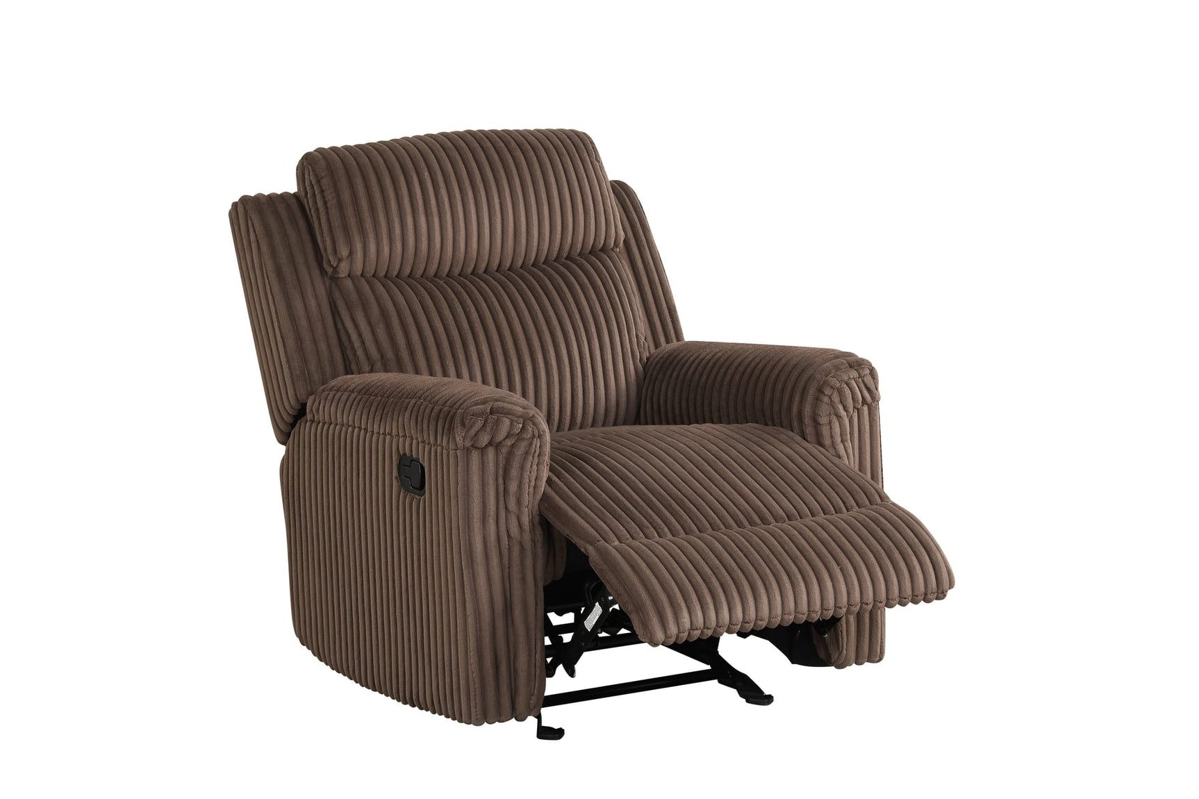 Grace Brown Corduroy Reclining Sofa with Drop-Down Table, Loveseat, and Glider Recliner Set view 6