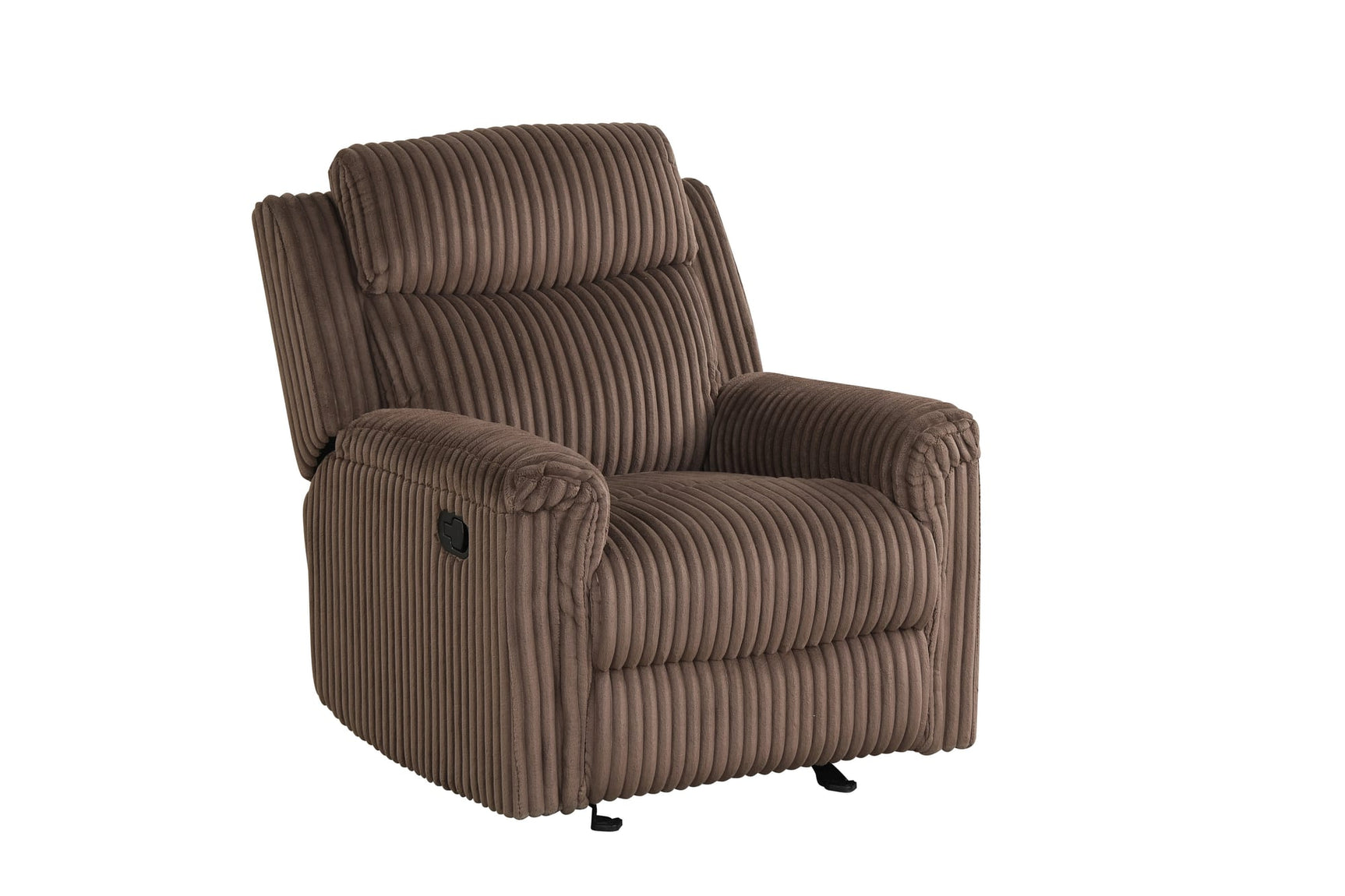 Grace Brown Corduroy Reclining Sofa with Drop-Down Table, Loveseat, and Glider Recliner Set view 7