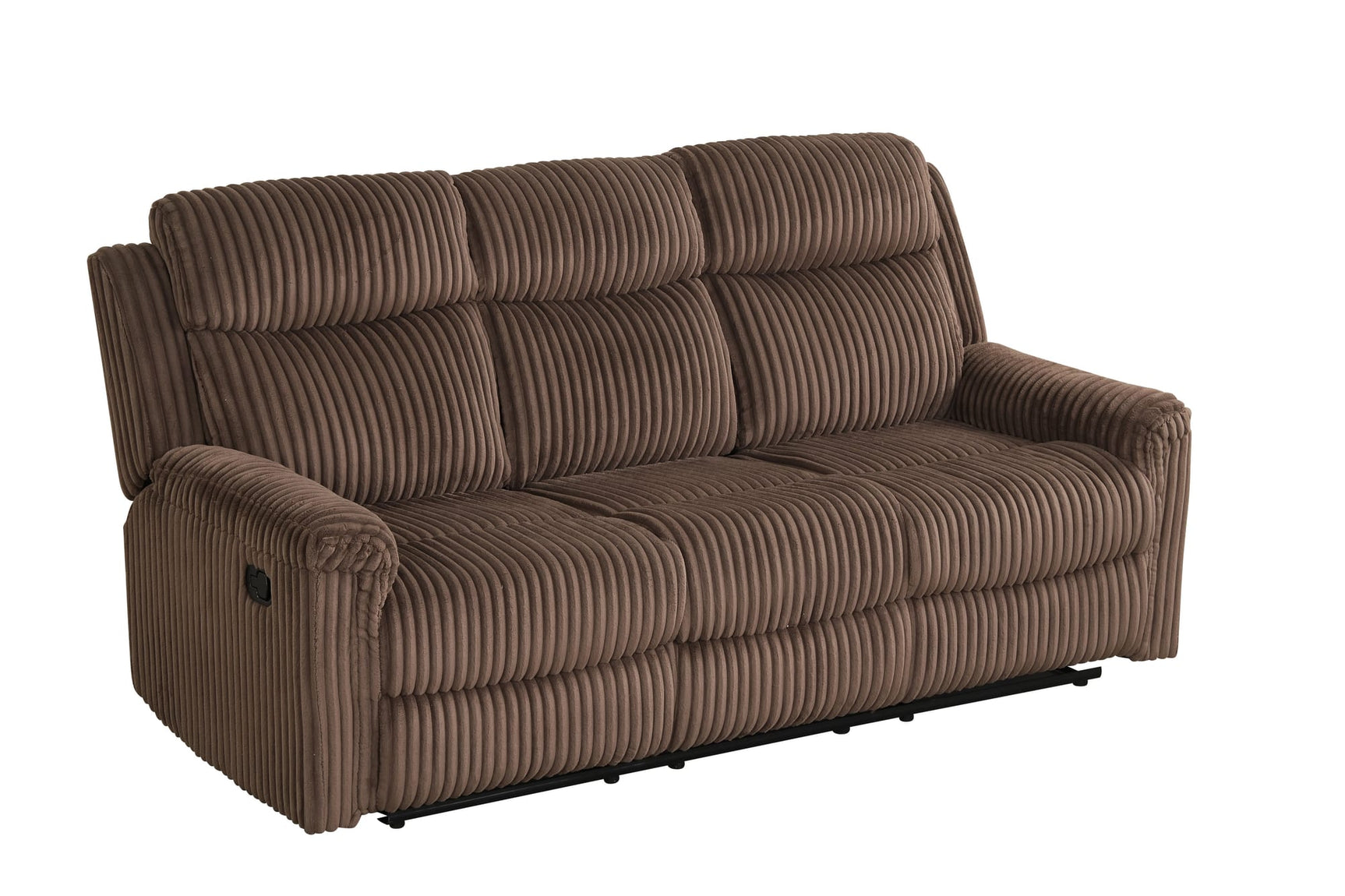 Grace Brown Corduroy Reclining Sofa with Drop-Down Table, Loveseat, and Glider Recliner Set view 8