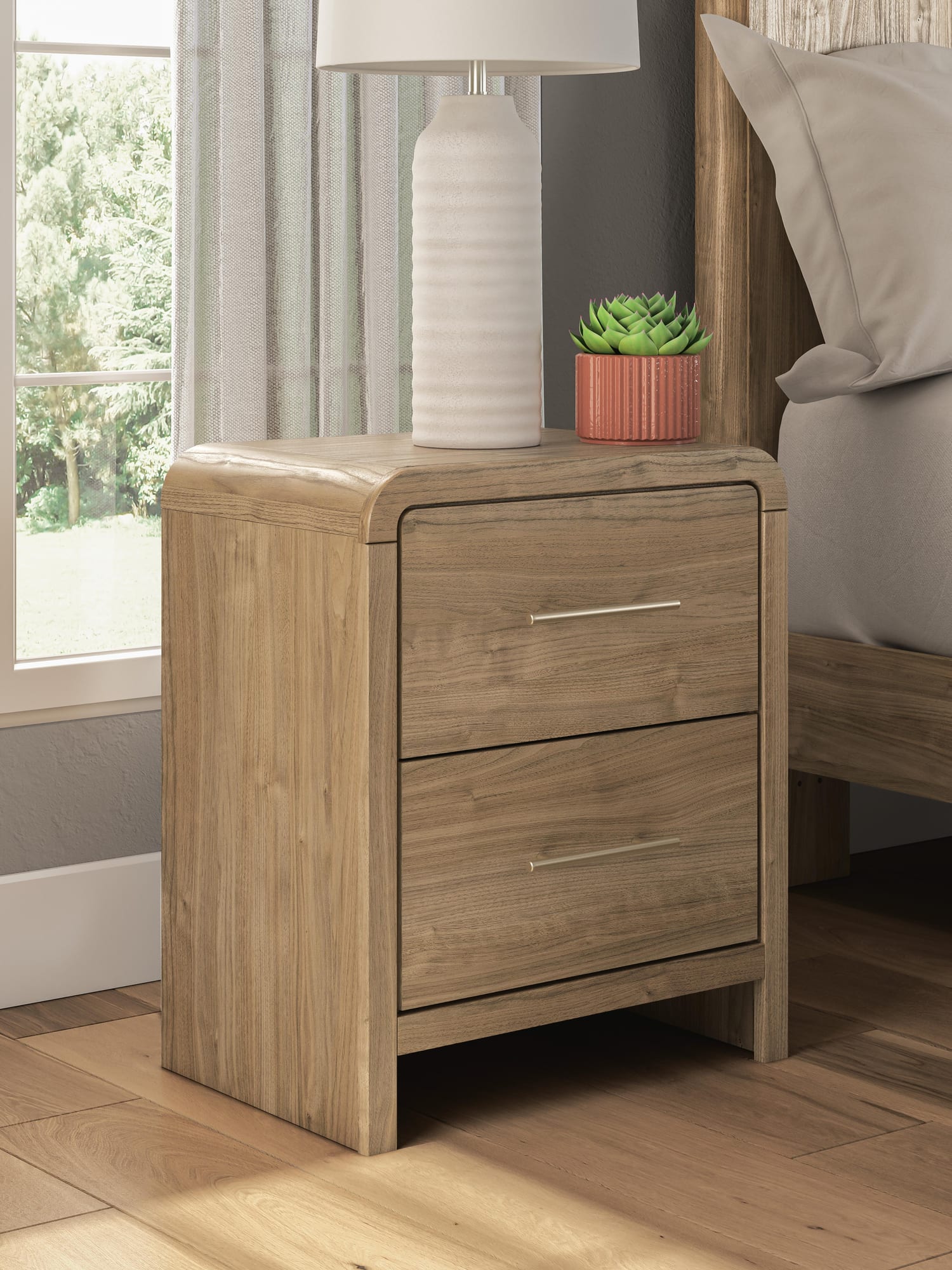 Gramburg Warm Natural Brown Nightstand view 2