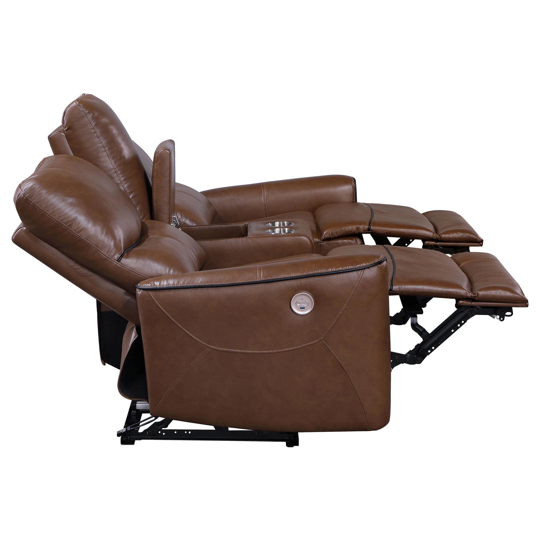 Greenfield 2-piece Power Reclining Sofa Set Saddle Brown 610264P-S2 - Ella Furniture