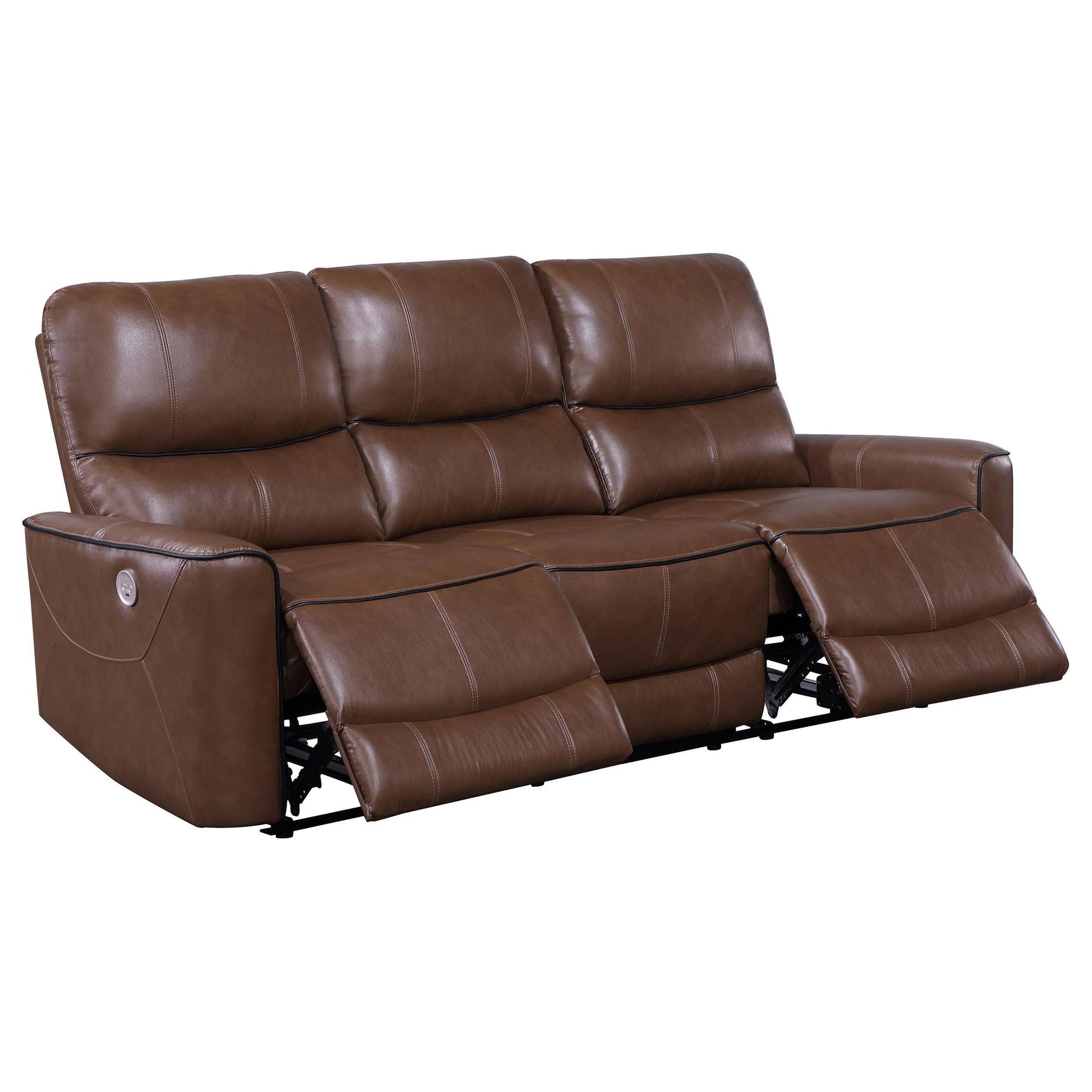 Greenfield 2-piece Power Reclining Sofa Set Saddle Brown 610264P-S2 - Ella Furniture
