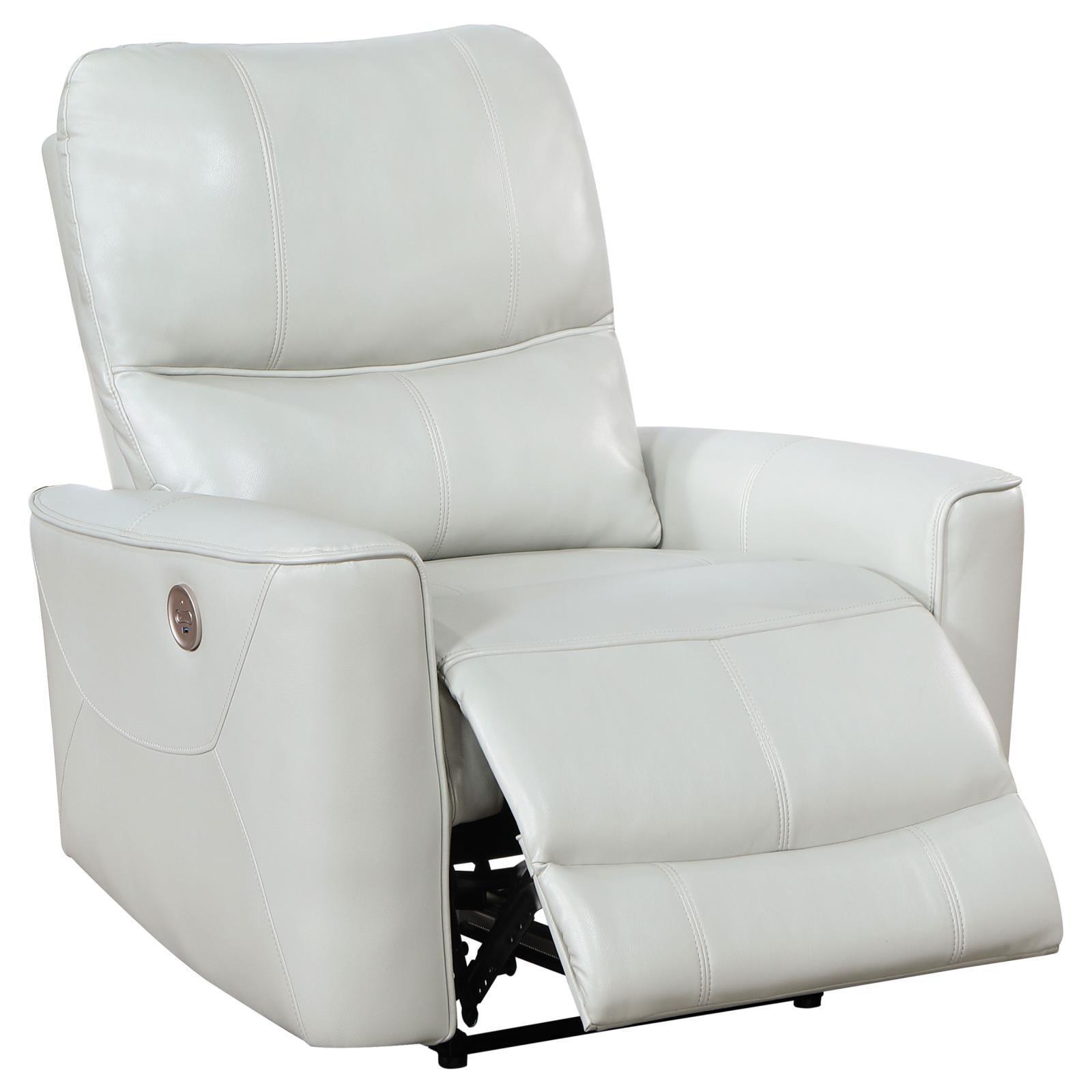 Greenfield Upholstered Power Recliner Chair Ivory 610263P - Ella Furniture