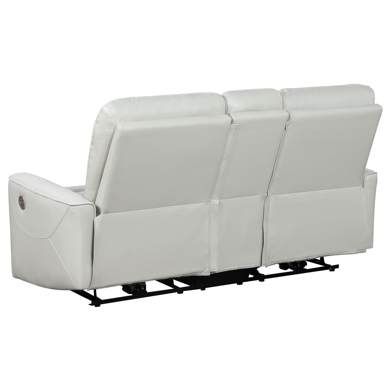 Greenfield Upholstered Power Reclining Loveseat With Console Ivory 610262P - Ella Furniture