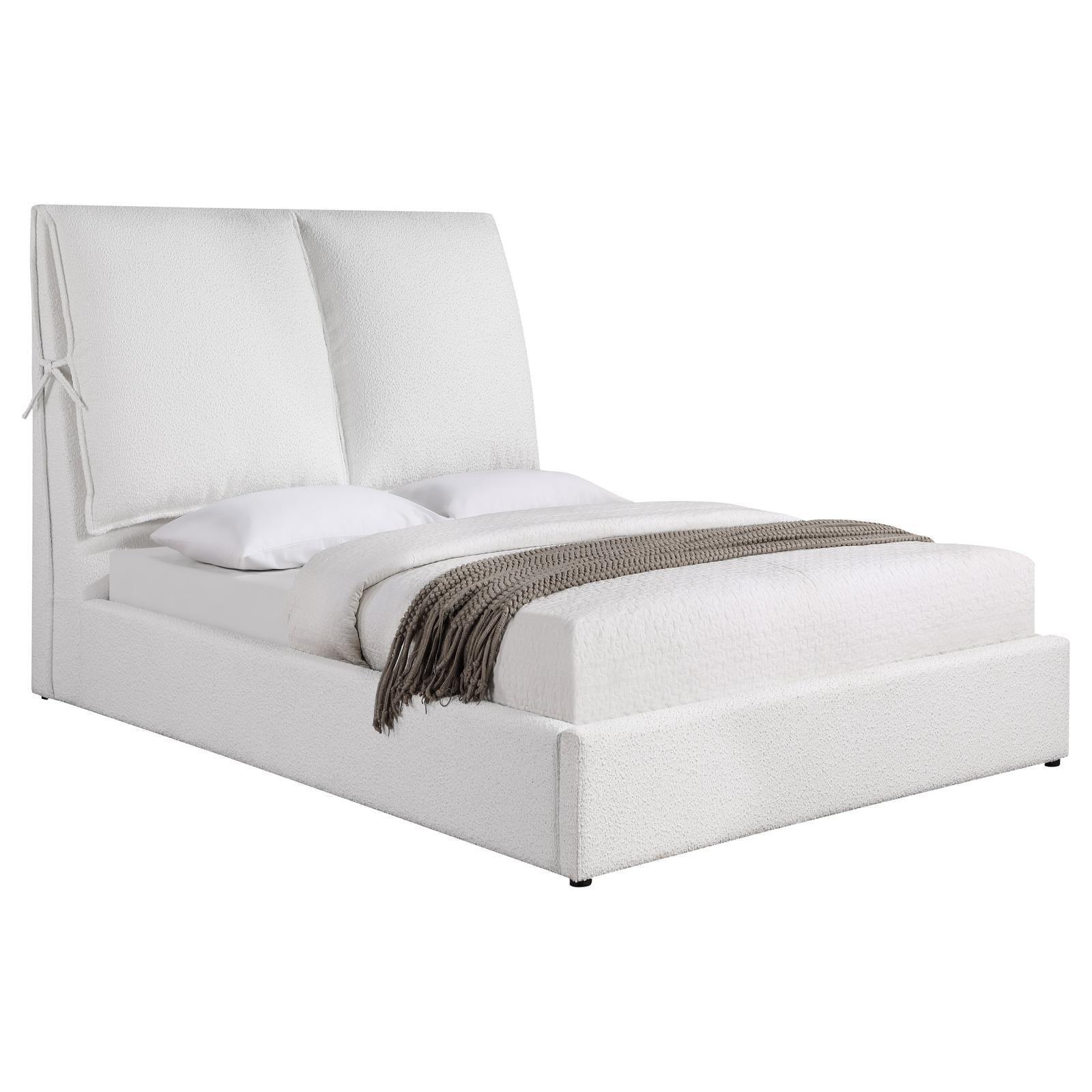 Gwendoline Upholstered Queen Platform Bed With Pillow Headboard White 306040Q - Ella Furniture