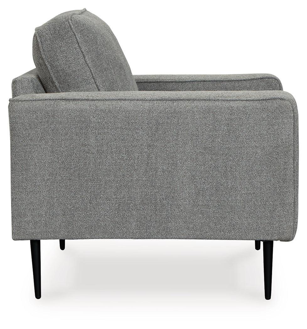 Hazela Charcoal Chair And Ottoman - Ella Furniture