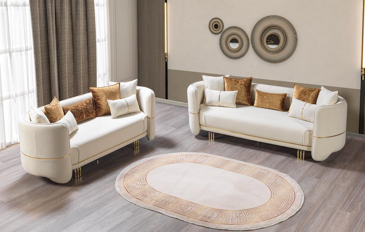 Helena Ivory Velvet Sofa & Loveseat - Ella Furniture