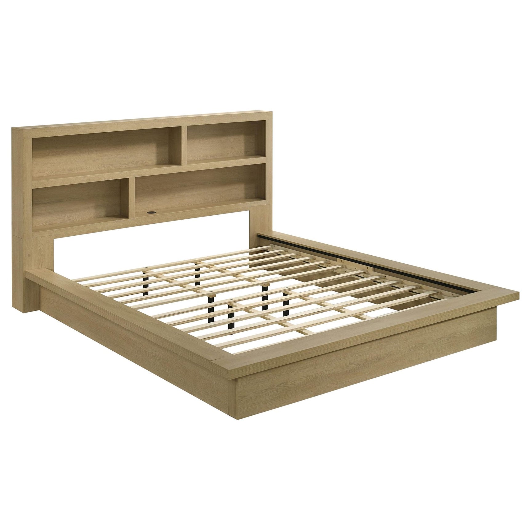 Hendricks Eastern King Bookcase Headboard Platform Bed Light Oak from Ella Furniture