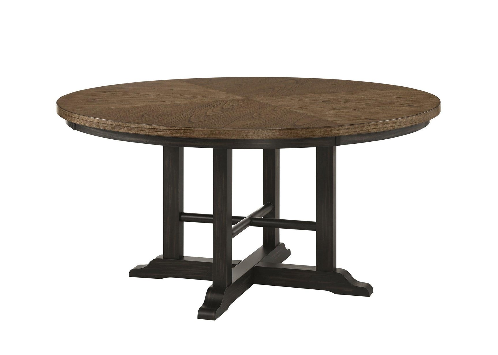 Hilara Brown/Gray Modern Solid Wood And Veneers Fabric Upholstered Round Dining Room Set - Ella Furniture