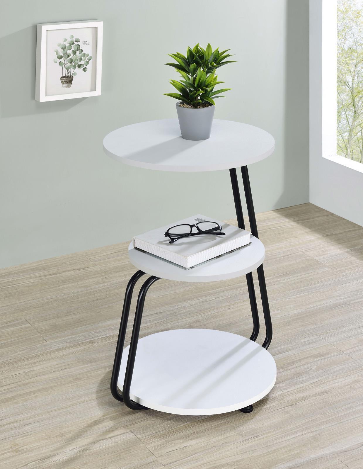 Hilly 3-Tier Round Side Table White And Black 930071 - Ella Furniture