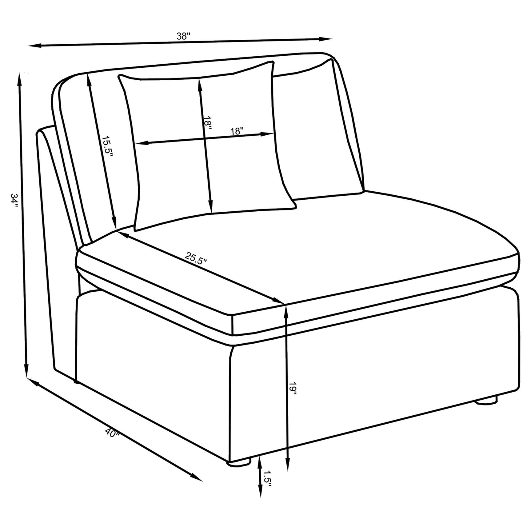 Hobson Upholstered Armless Chair Ivory 551451 - Ella Furniture