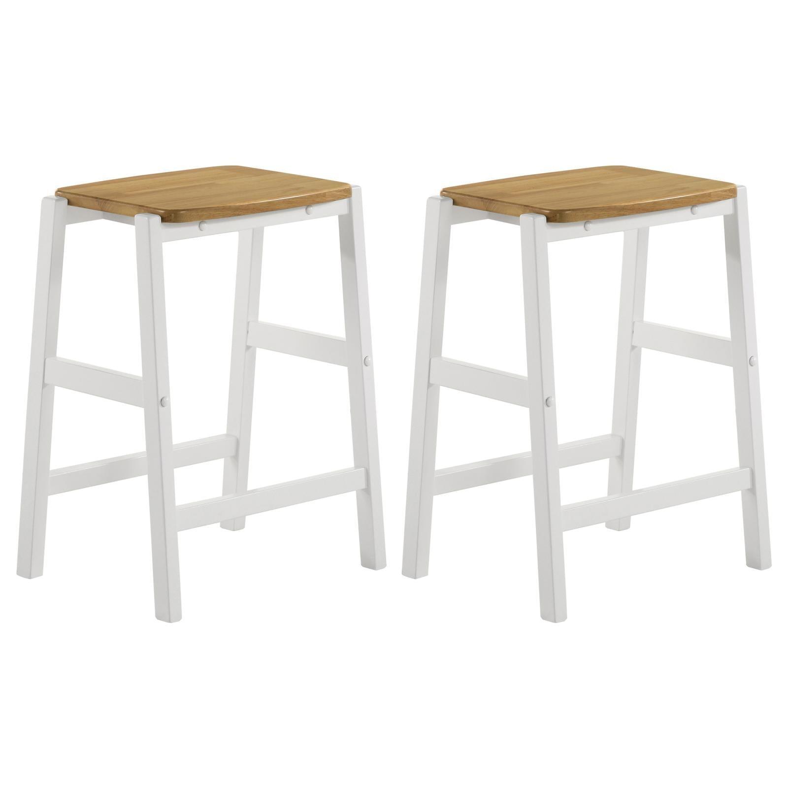 Hollis Wood Counter Height Backless Bar Stool Brown And White (Set Of 2) 122247 - Ella Furniture