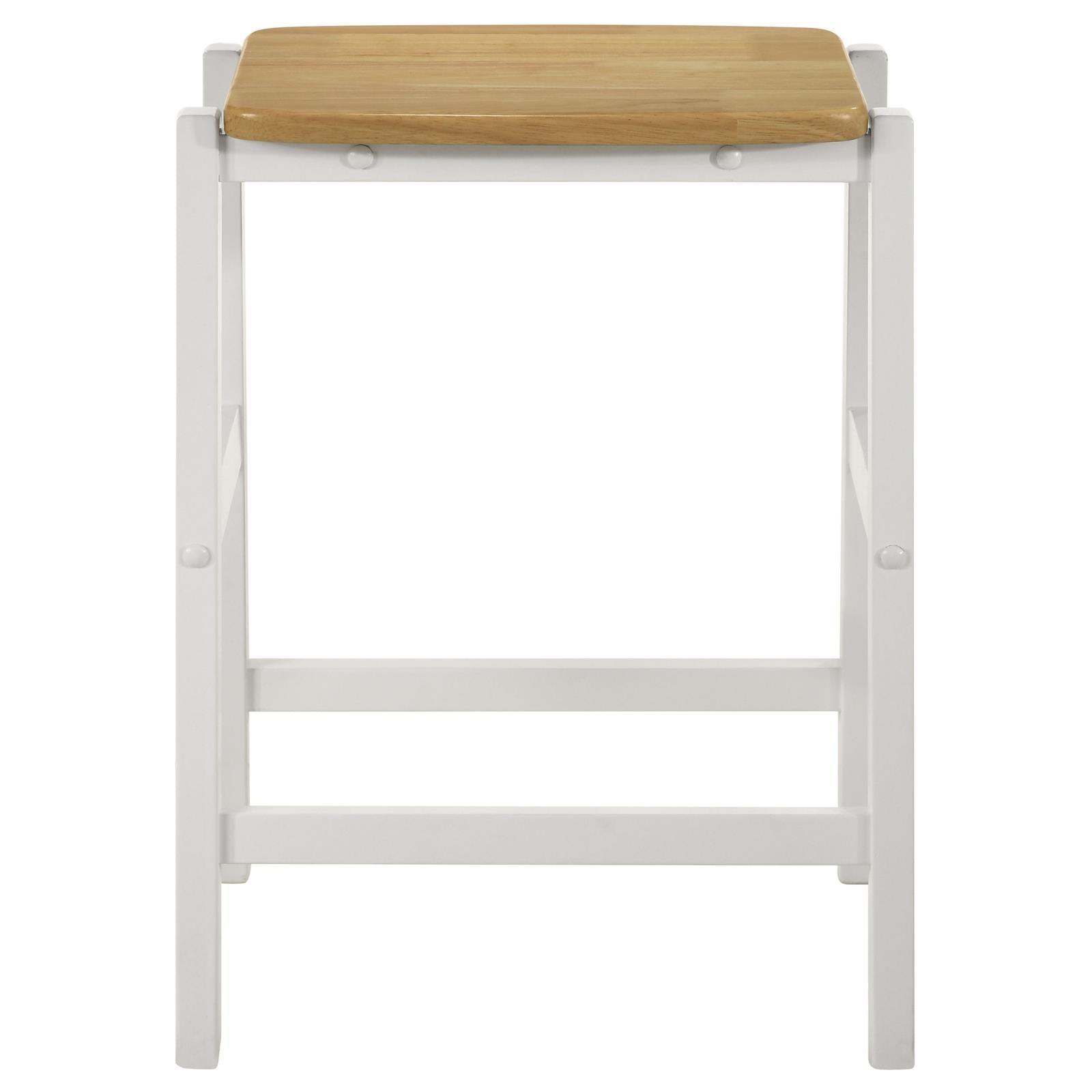 Hollis Wood Counter Height Backless Bar Stool Brown And White (Set Of 2) 122247 - Ella Furniture