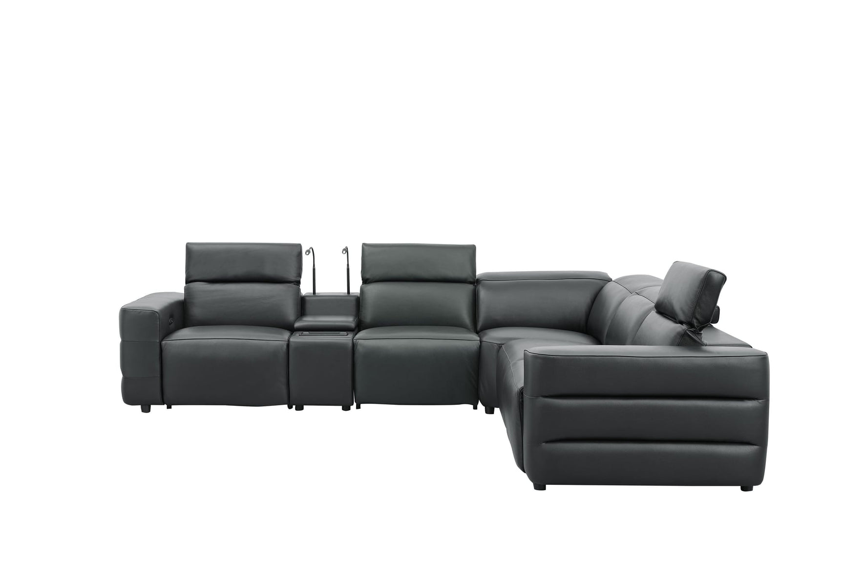 Holly Black Italian Leather 6-Piece Power Reclining Corner Sectional with Console view 7
