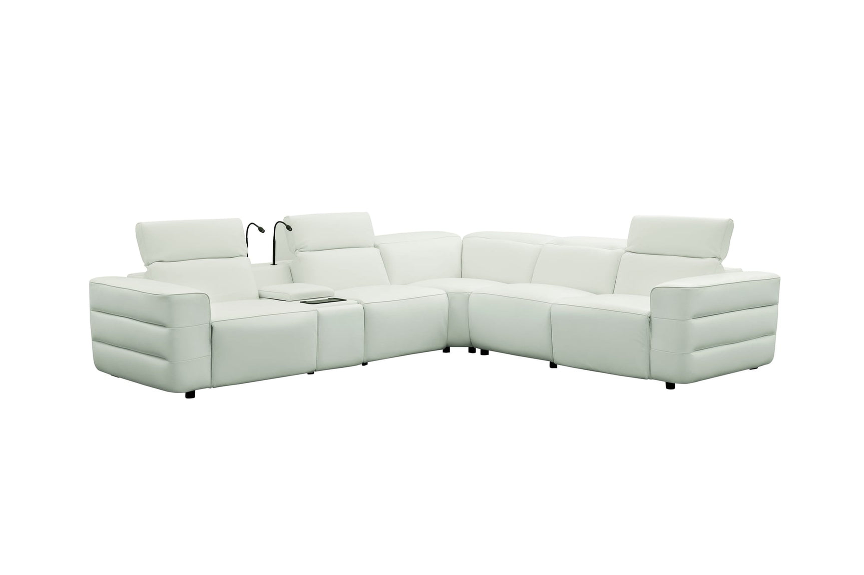 Holly White 6-Piece Italian Leather Power Reclining Sectional with Console view 5