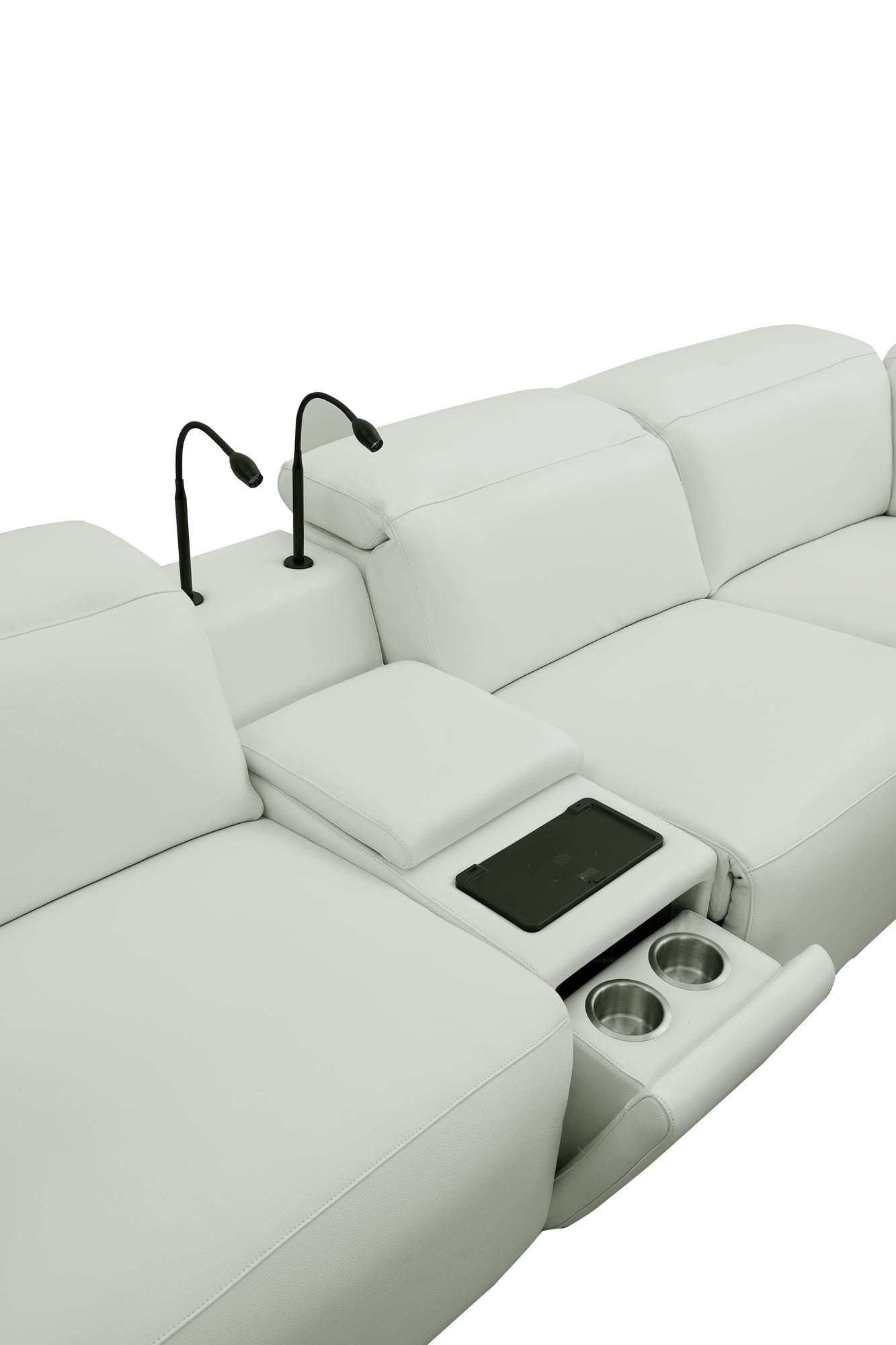 Holly White 6-Piece Italian Leather Power Reclining Sectional with Console view 11