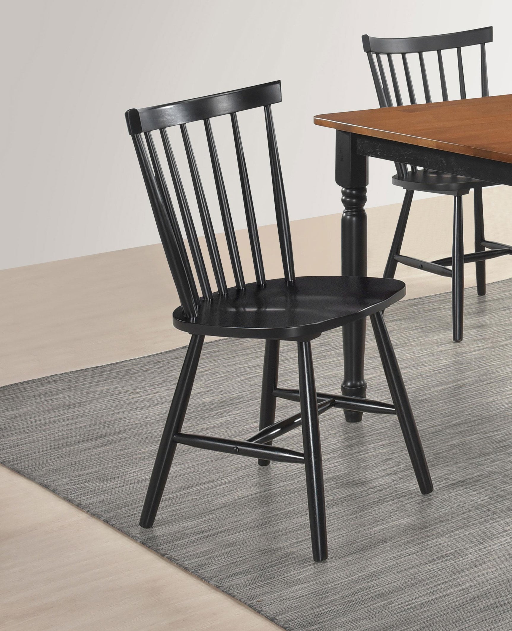 Hollyoak Windsor Wood Dining Side Chair Black (Set of 2) 183042 - Ella Furniture