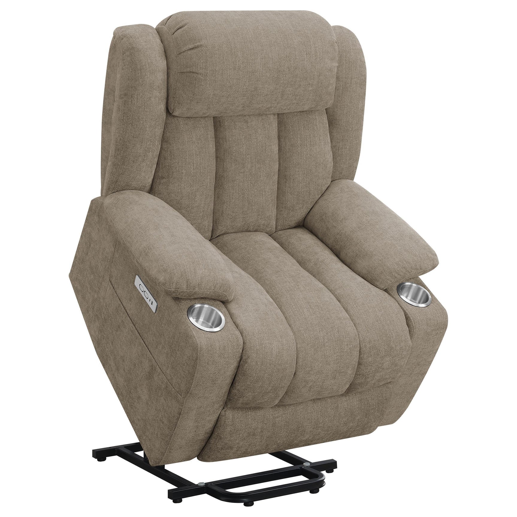 Houston Upholstered Power Lift Recliner Chair Camel 602274P - Ella Furniture
