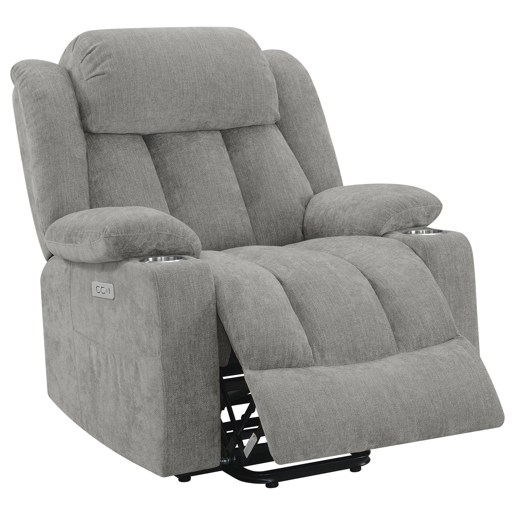 Houston Upholstered Power Lift Recliner Grey 602284P - Ella Furniture