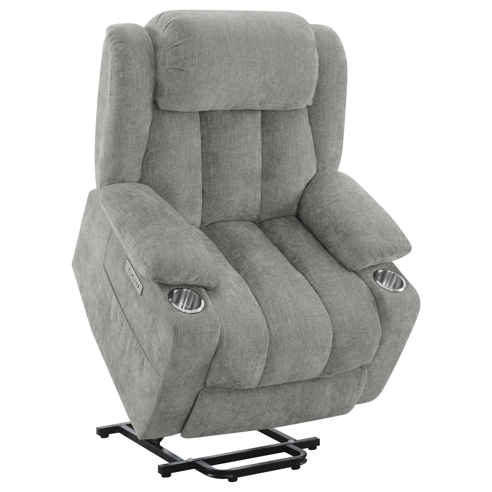 Houston Upholstered Power Lift Recliner Grey 602284P - Ella Furniture