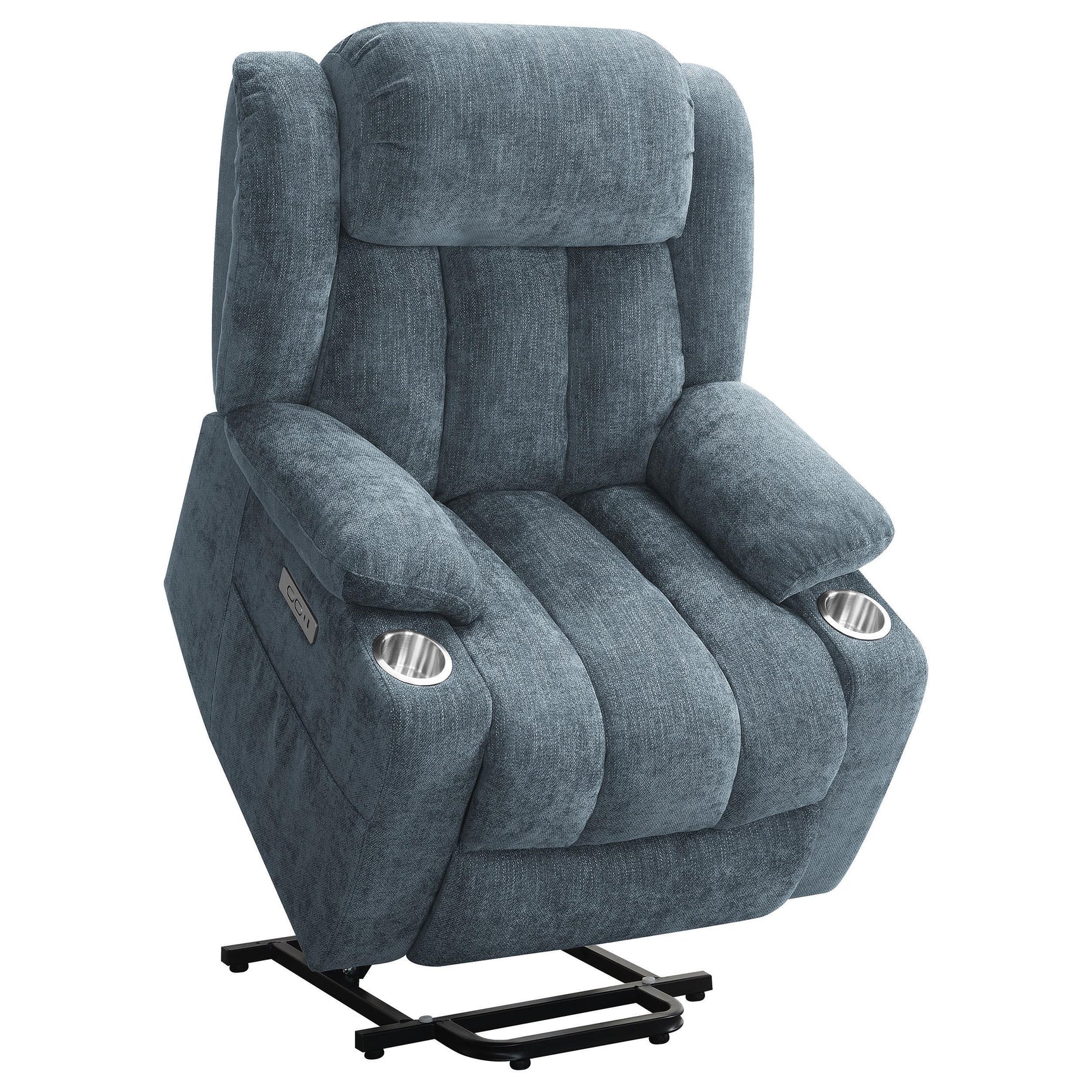 Houston Upholstered Power Lift Recliner Slate Blue 602294P - Ella Furniture