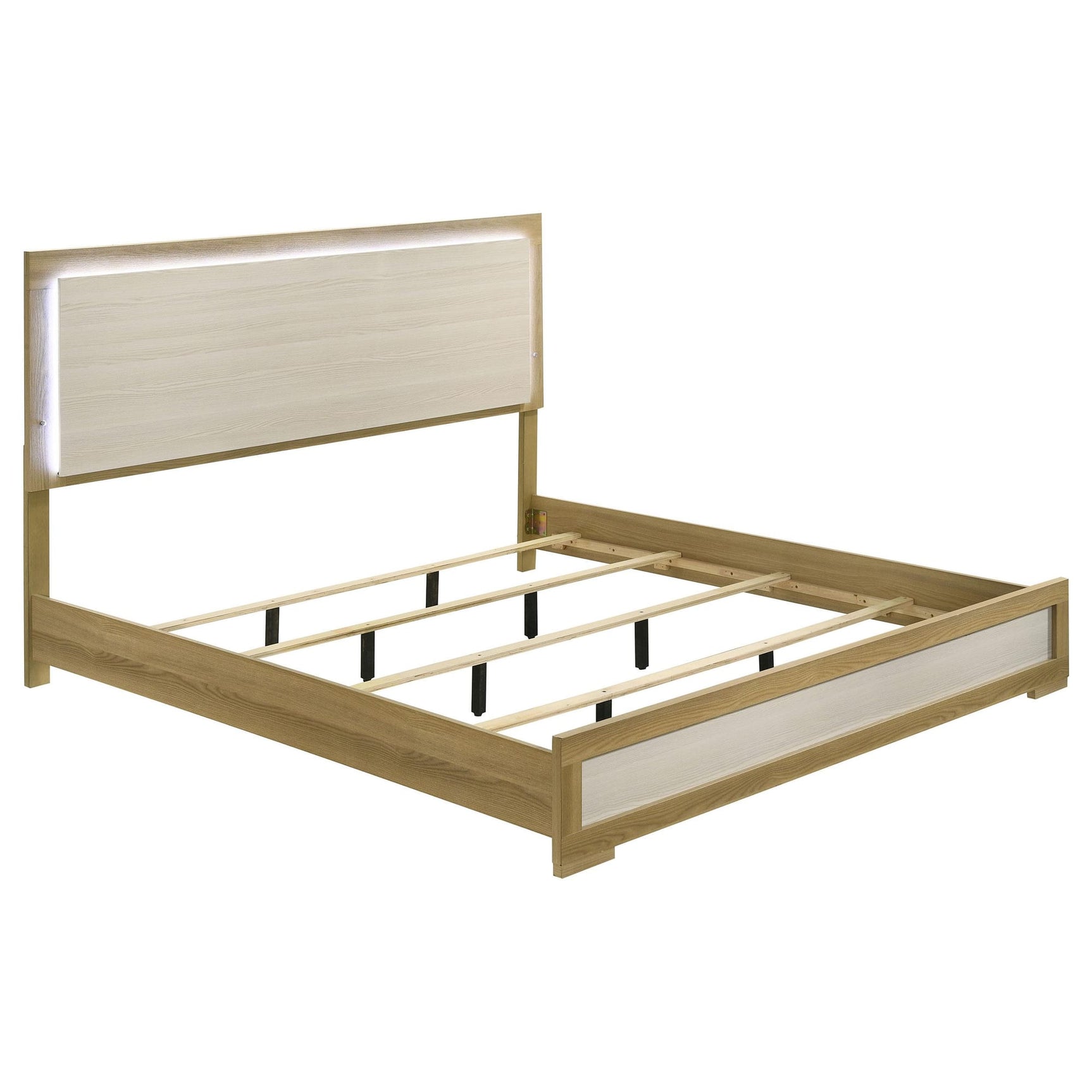 Hyland Eastern King Panel Bed LED Headboard Natural from Ella Furniture