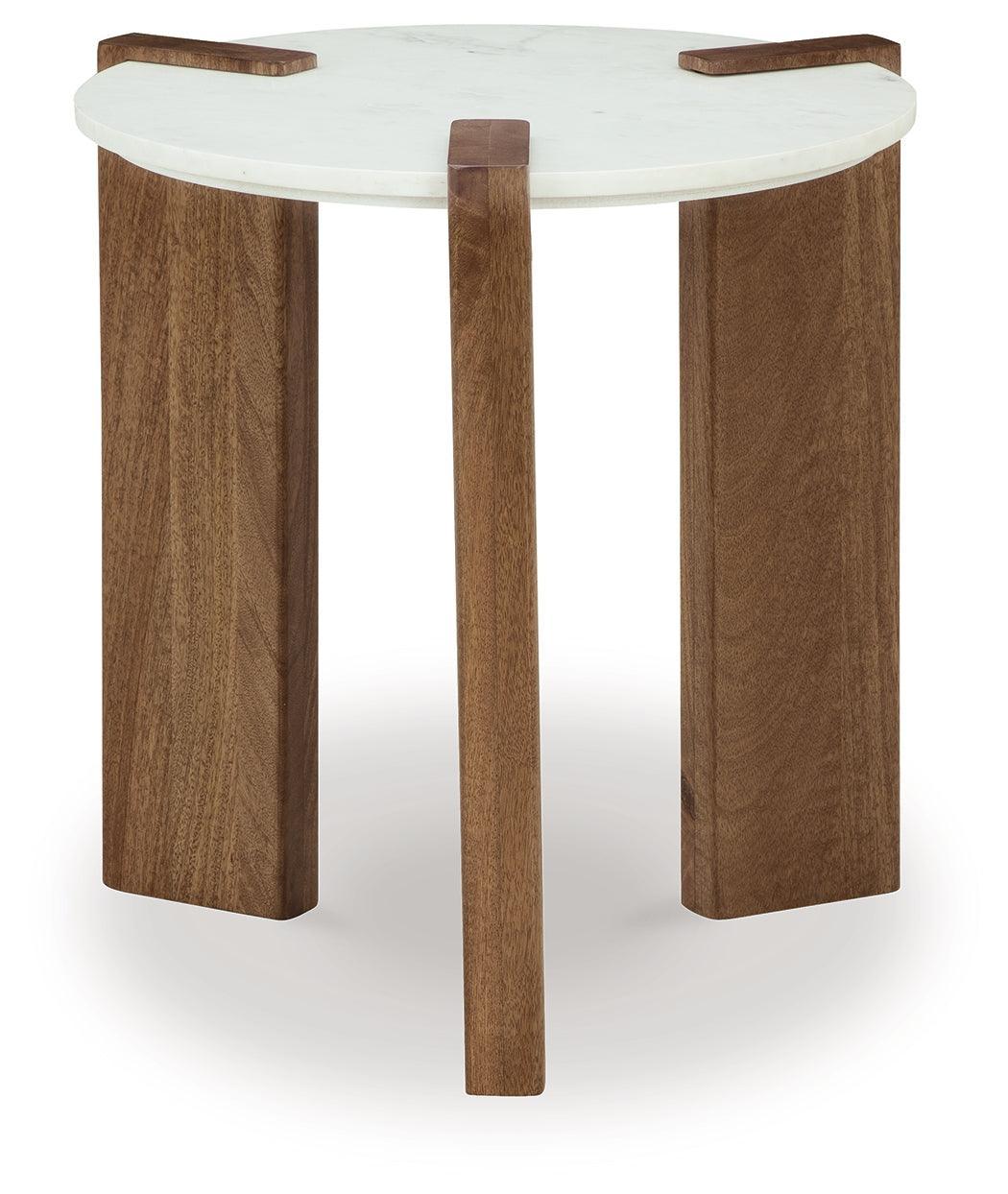 Isanti White/brown Coffee Table With 2 End Tables - Ella Furniture