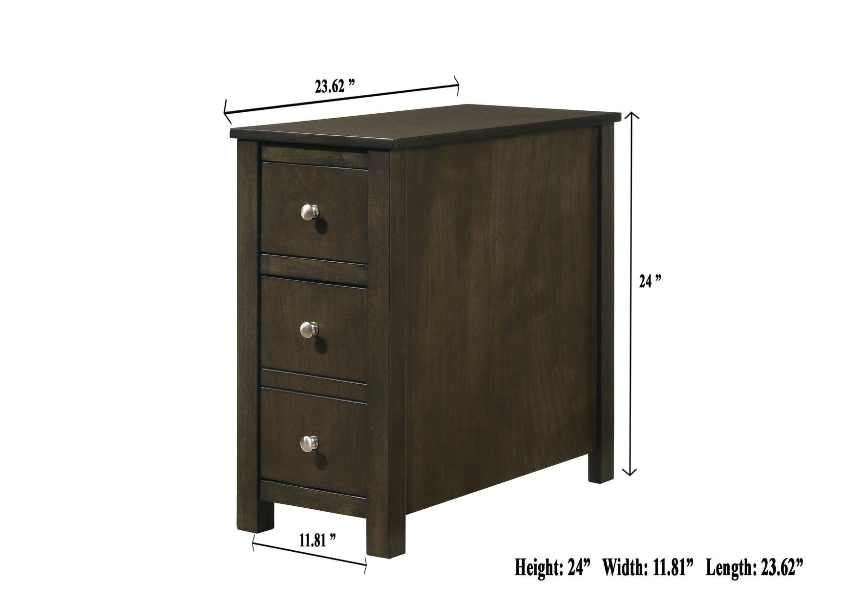 Issac Grey Walnut Chairside Table, Durable Hardwood Solids And Veneers in a Grey Walnut Finish - Ella Furniture