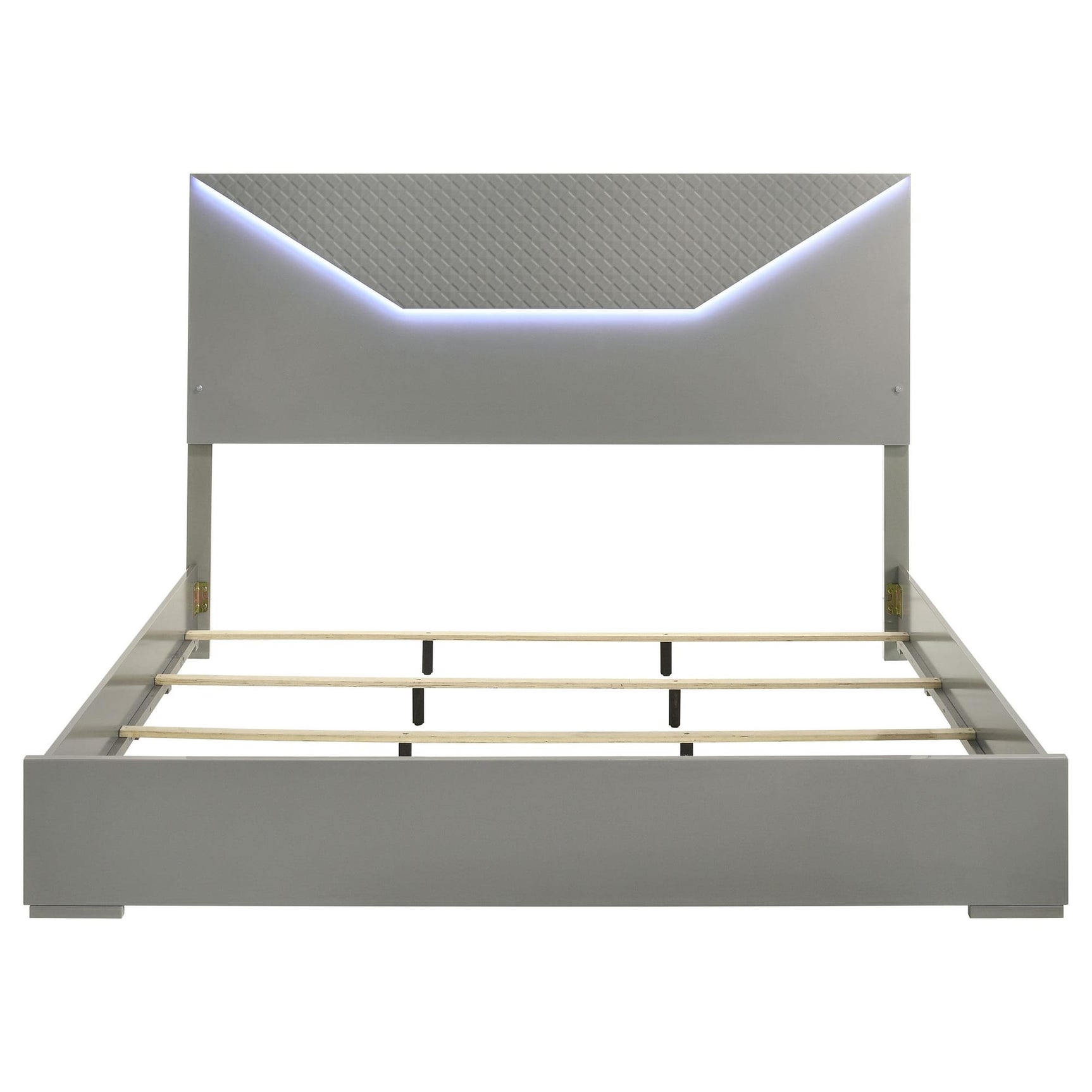 Ives Eastern King Panel Bed LED Headboard Grey High Gloss view 4