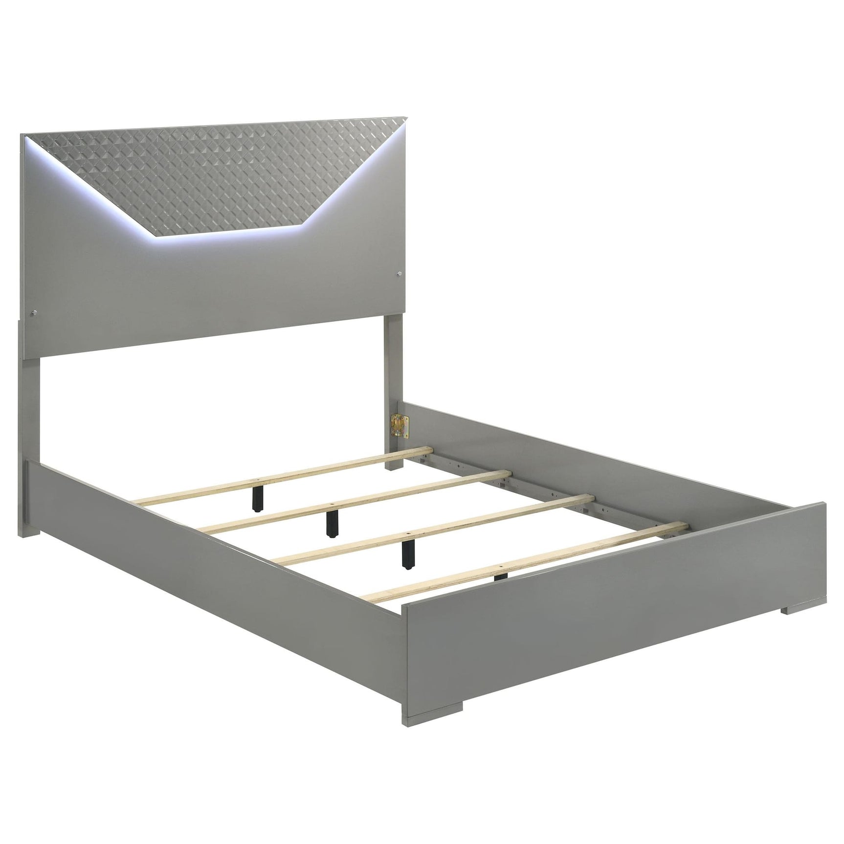 Ives Queen Panel Bed LED Headboard Grey High Gloss from Ella Furniture