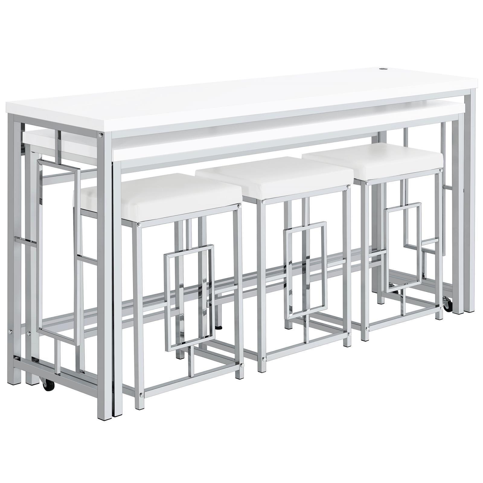 Jackson Jackson 5-Piece Multipurpose Counter Height Table Set White And Chrome 182715 - Ella Furniture