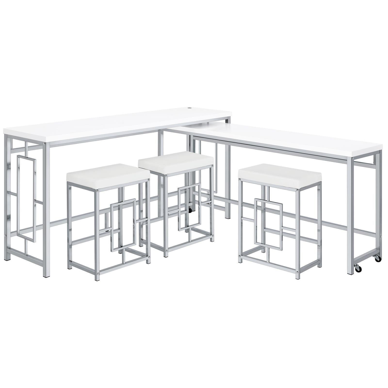 Jackson Jackson 5-Piece Multipurpose Counter Height Table Set White And Chrome 182715 - Ella Furniture