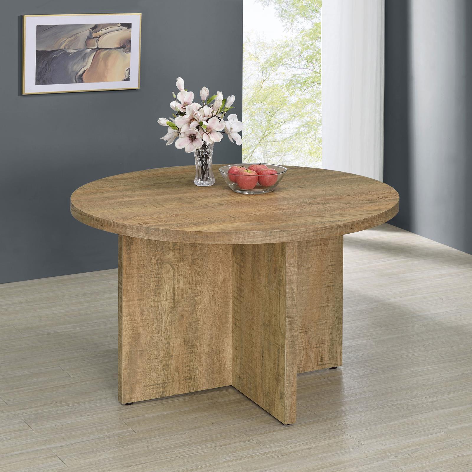 Jamestown Round Engineered Wood Dining Table With Decorative Laminate Mango Brown 183021 - Ella Furniture